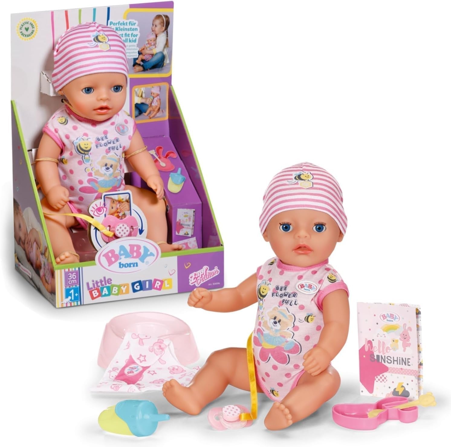 BABY Born Lena (pige) 36 cm, 7-funktions dukke til børn fra 1 år, batterifri drift, stor dukke 36 cm, 834596 Zapf Creation, pink Naty Shop Dolls Standard titel