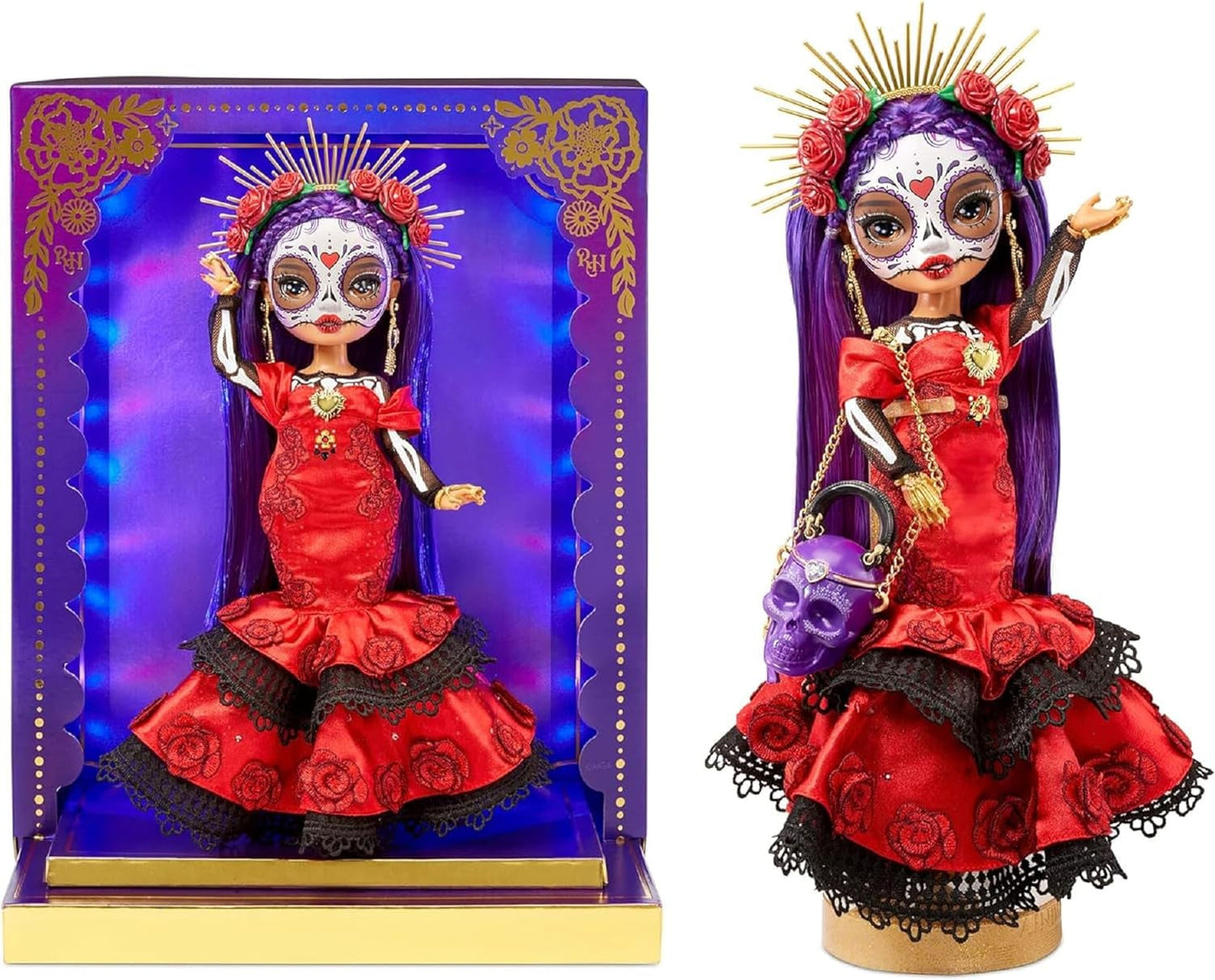 Rainbow High 2022 Día De Los Muertos Festive Edition - Maria Garcia - Samlerdukke (28 cm) med ansigtsmaling og Calavera-taske - Lysende display og premium-tilbehør