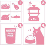 Sanabelle Freshe Mieze - Mixtray | 10 x 100g Mixpack | 4 lækre varianter af kattefoder at prøve | Dampet våd kattefoder, ligesom friskkogt
