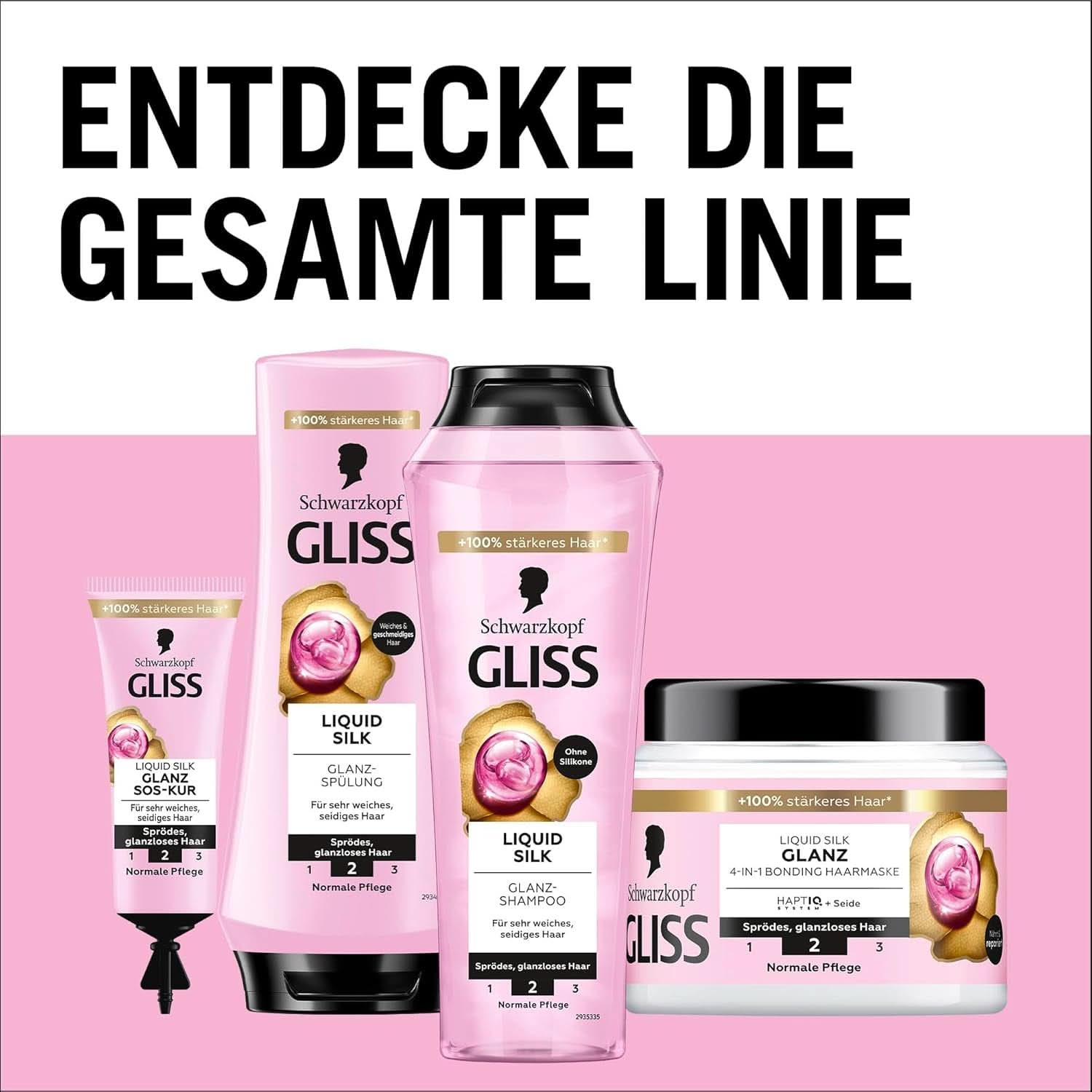 Gliss Shampoo Liquid Silk (250 ml), til skrøbeligt og kedeligt hår Brusebad og bad Naty Shop