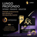 L'OR Espresso Koffiekopper Lungo Profondo (200 Lungo Koffie Kapsler, Gesicht voor Nespresso* Koffiemaskiner, Intensitet 08/12, 100% Arabica Koffie, UTZ Gecertificeerd), 10 x 20 kopper