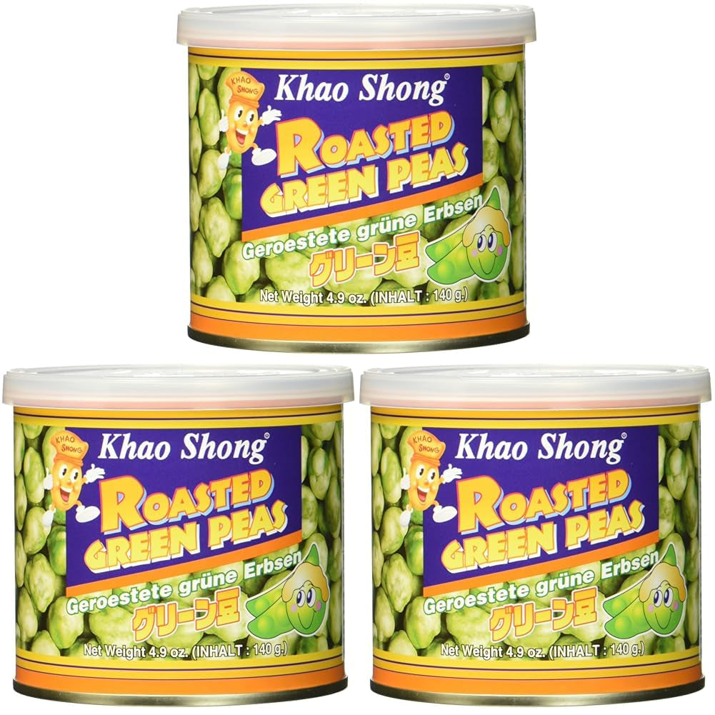 Khao Shong stegte grønne ærter med wasabi, sprøde ærter i en krydret dej, et fedtfattigt alternativ til nødder, medium krydret, 1 dåse på 140 g | 140 g (1 pakke)