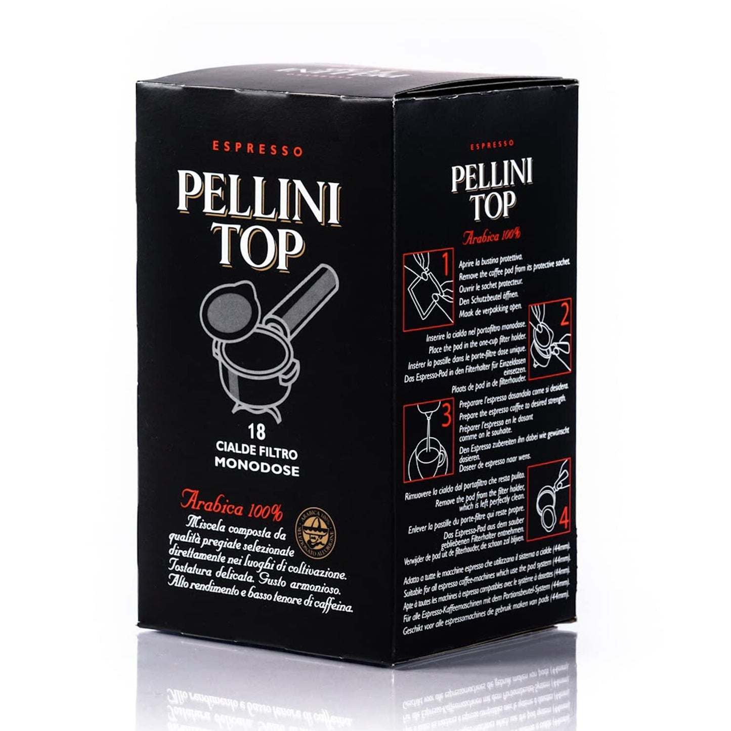 Pellini Caffè, Espresso Pellini Top 100% Arabica - 6 pakker med 18 puder (6x126 g, i alt 108 puder)