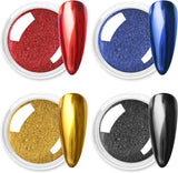 Chrom Nagel Pulver 4 Farben Irisierendes Aurora Pulver Metallic Spiegel Effekt Pigment Pearlescent Meerjungfrau Glitter Einhorn Glitter Für Gel Polish Nail Art Dekoration-Purpurgrüner Jadeit