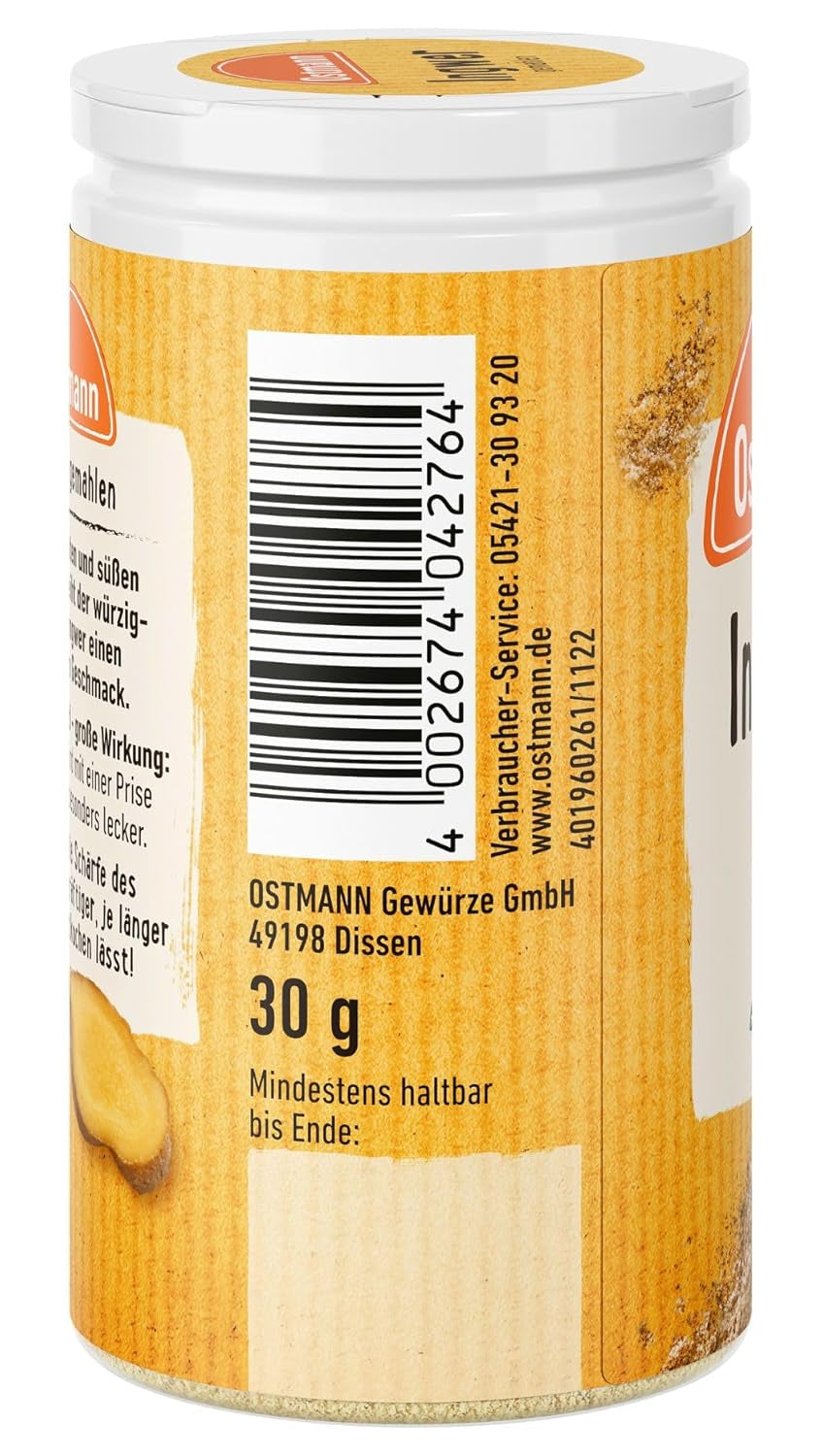 Ostmann Gewürze - Ingwer gemahlen | Genbrugs- og genbrugsemballage | 30 g i der Streudose
