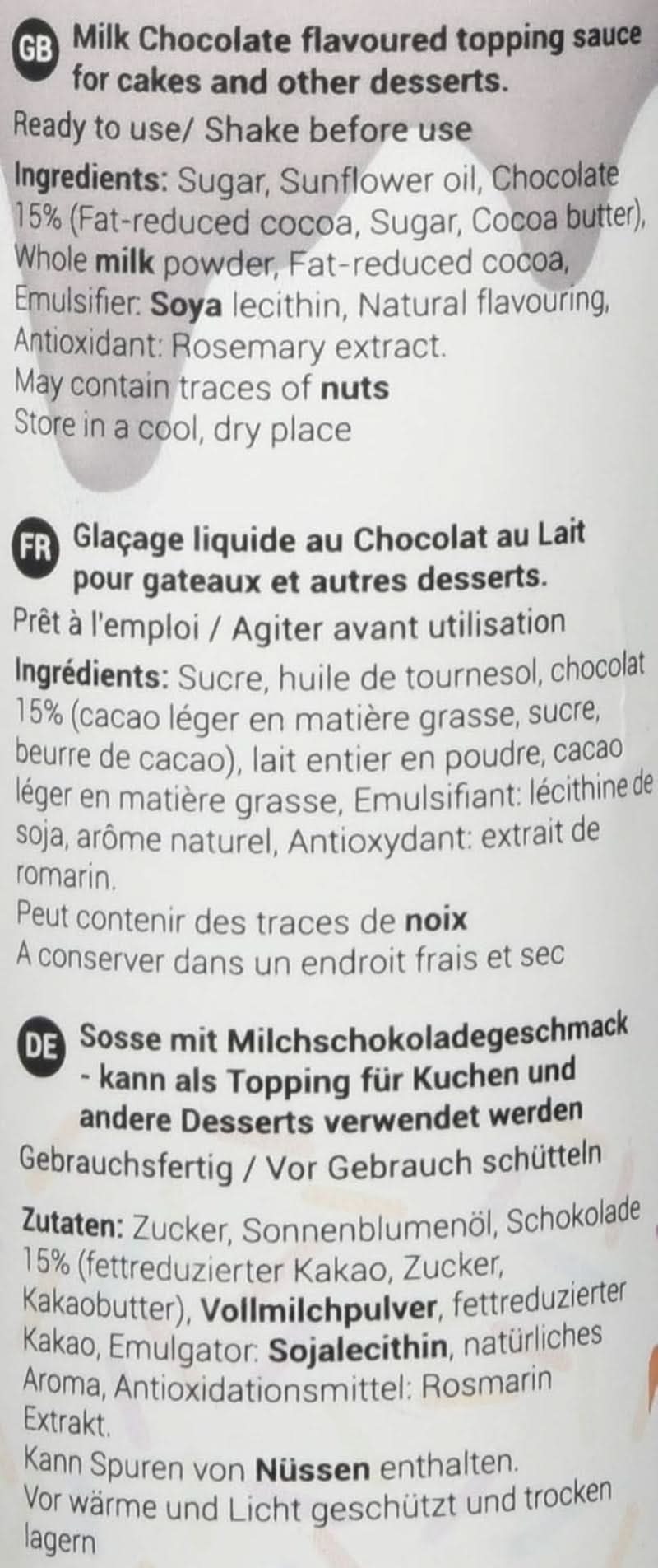 Sauce med mælkechokoladesmag, 150 grams Glazes og Decor Naty Shop