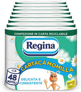 Regina Cartacamomilla - 8 ruller toiletpapir, 300 fluffy ark, 3-lags, blød og fast, genanvendelig papiremballage