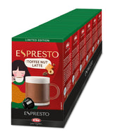 ESPRESTO Toffee Nut Latte, kompatibel med K-fee & ALDI EXPRESSI*, mælkekaffe med smag, RFA-certificeret, 96 kapsler