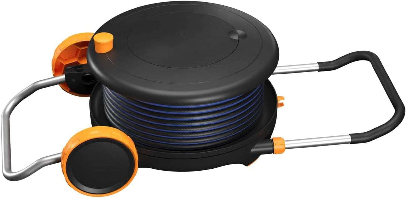Fiskars Comfort L vandhjul med hjul, alt inklusiv vandingssæt, total rækkevidde på 31,5 m, automatisk optræk, universal haveslange (Ø 13 mm), universal hanetilslutning, 1071670