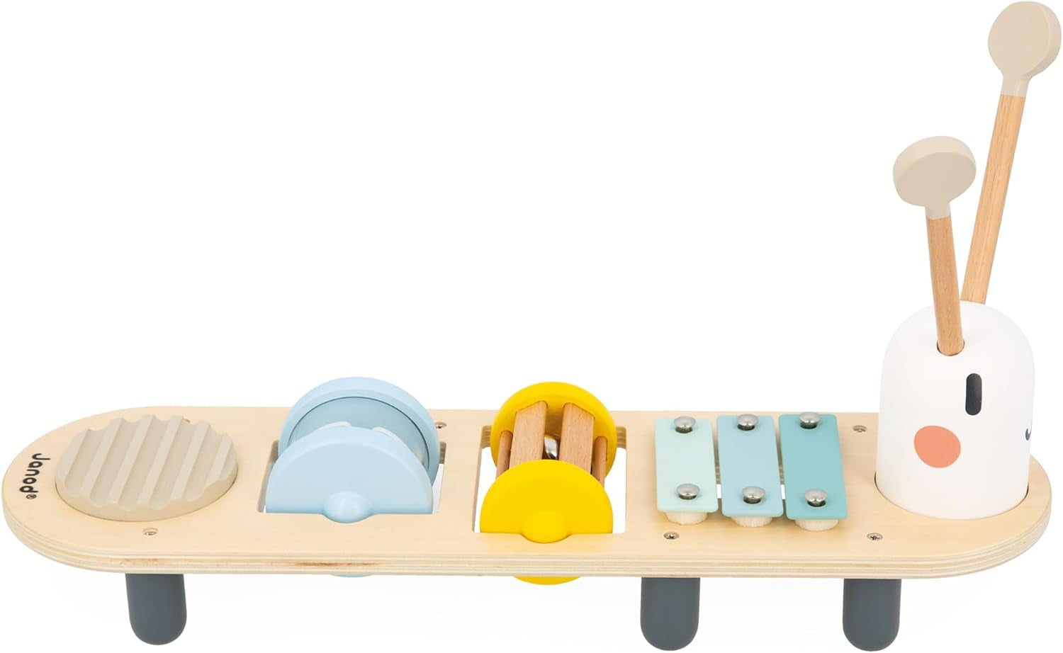 Janod - Sweet Cocoon musiknumre - 5 musikalske aktiviteter for børn - Tidlig musikalsk uddannelse - FSC trælegetøj - Fra 12 måneder, J04058 Baby Toys Naty Shop