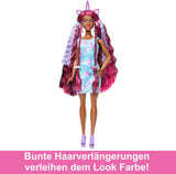 Barbie Doll Sjovt stilfuldt hår med ekstra langt farverigt sort hår og glitrende lyserød kjole 10 Frisure og modetilbehør JDC86