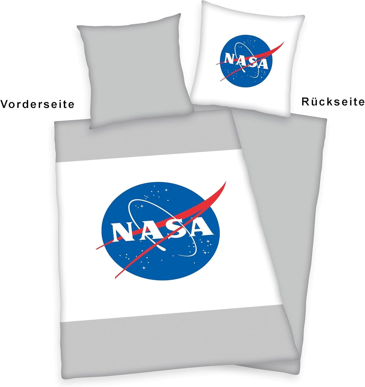 NASA sengesæt, bomuld/forstærket, grå/hvid Sengetøj - børn Naty Shop
