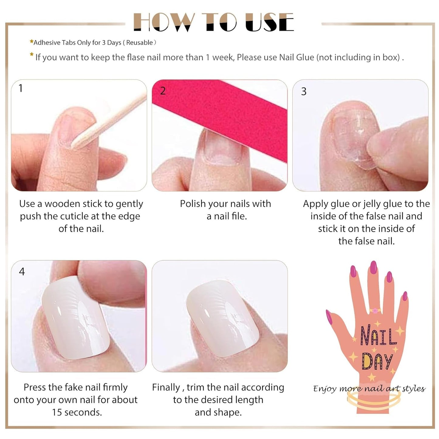 Selvklæbende kunstige neglesæt - franske falske negle - 24 stykker Kort firkantet design Hvid Pink Gradient Kunstige Negle Ballerina Manicure (Kort Pink Gradient)