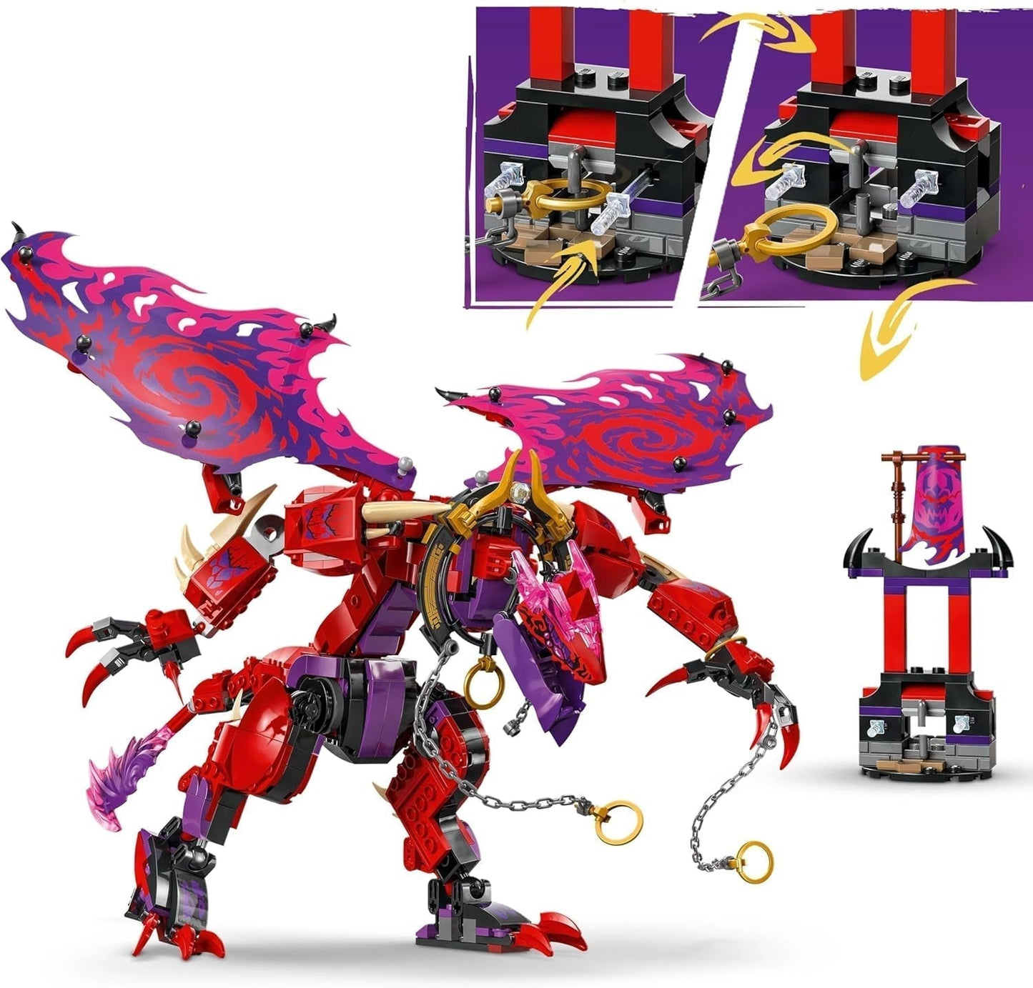 LEGO NINJAGO Chaos Dragon Thundertooth - Legetøj med 6 Ninja-minifigurer - Rollespilsbyggesæt til drenge og piger fra 8 år og opefter - Gaver til Rise of the Dragons TV-seriefans 71832 Byggesæt Beuche den LEGO-Store