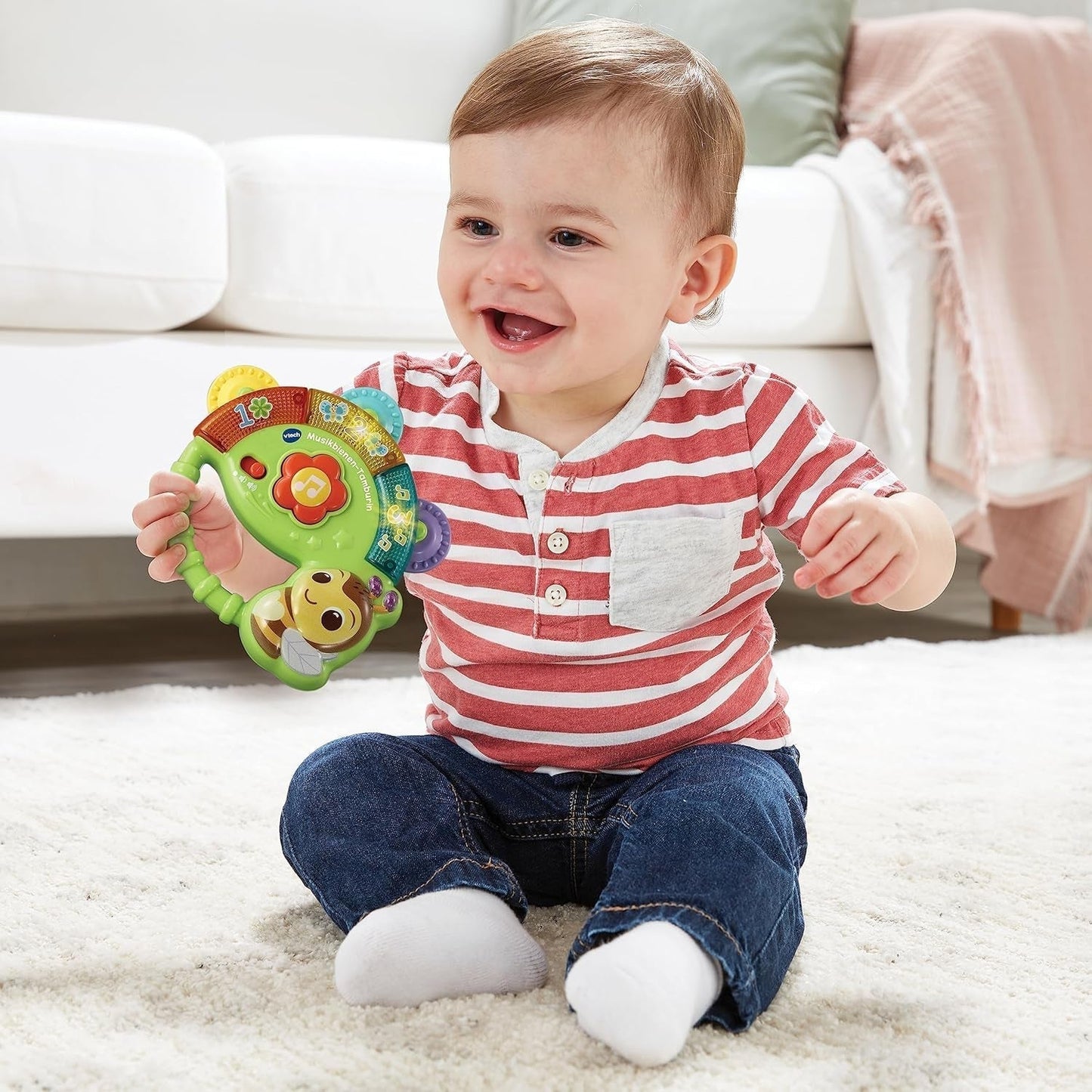 Vtech Baby Musical Bee Tambourine - Musiklegetøj med numre, sjove lyde, sætninger og sange - For børn i alderen 3-36 måneder Babylegetøj Naty Shop