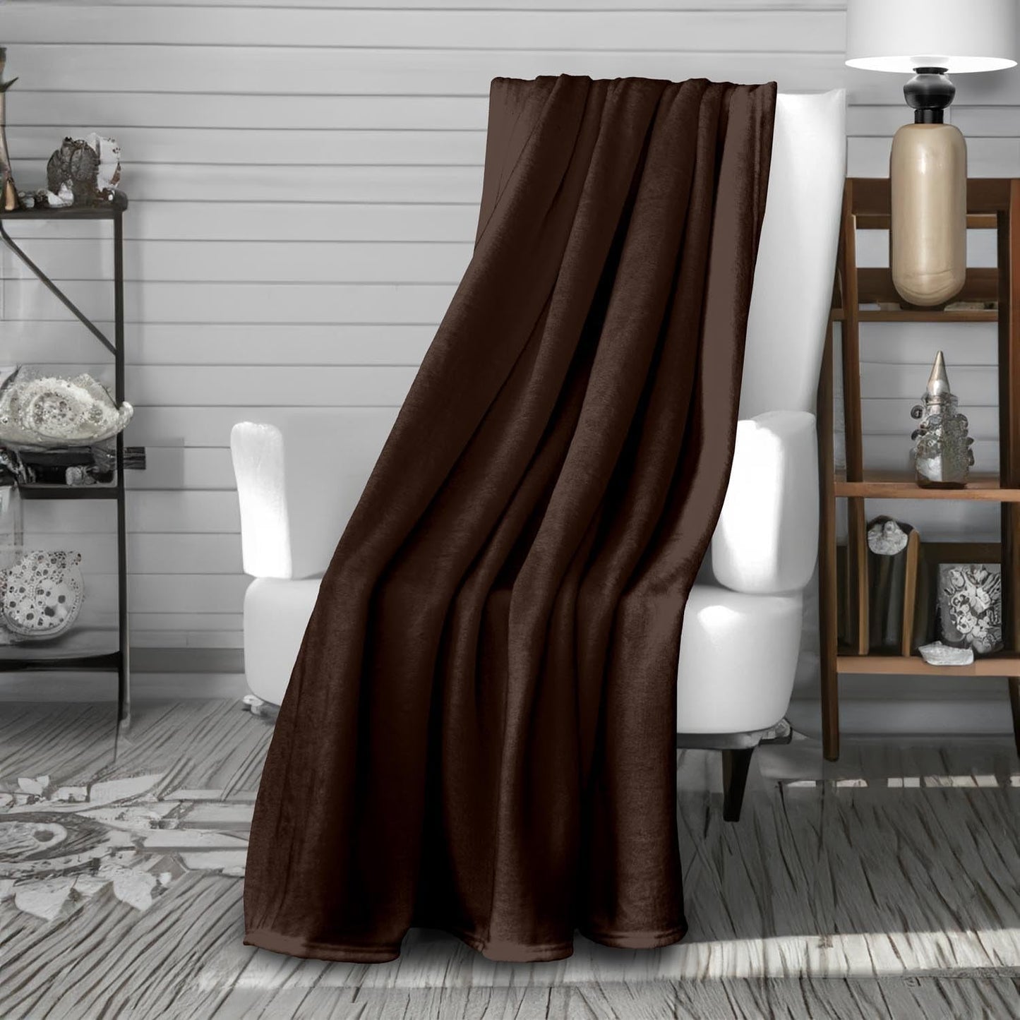 Soleil D'Ocre, flanneltæppe, 220 X 240 Cm, Calin, brune Dyner og dyner Naty Shop