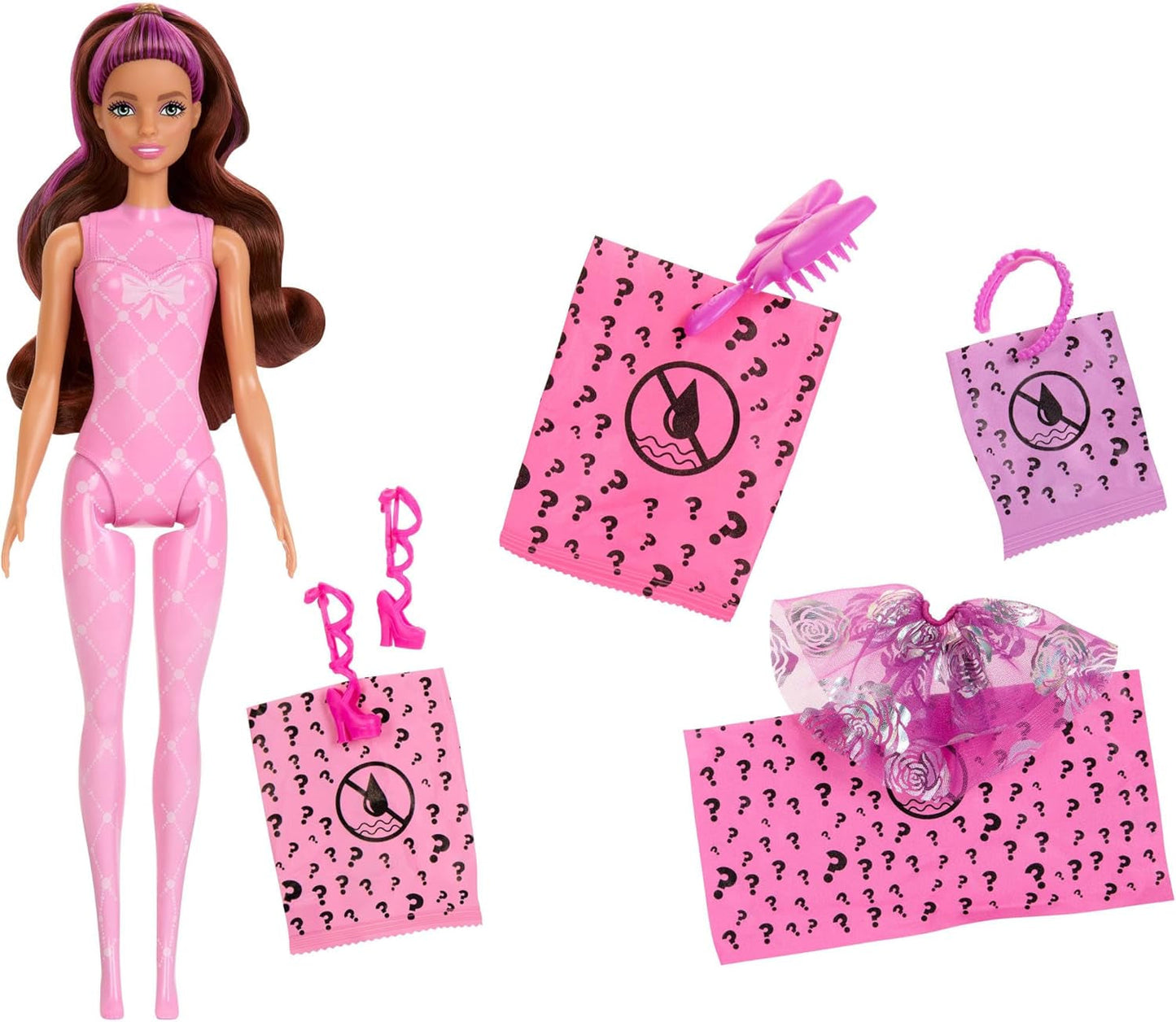Barbie Color Reveal Dukke og tilbehør, Ballerina-serien, 6 overraskelser at pakke ud, inklusive farveskift, inspireret af den vigtigste ballet-trend (stilarter kan variere), HRK17 Naty Shop Dolls