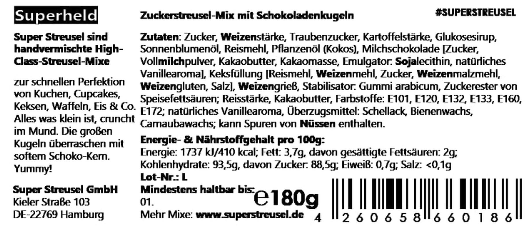 Super Streusel SuperErou, sprinkles mix, 90 gram Sprinkles Naty Shop
