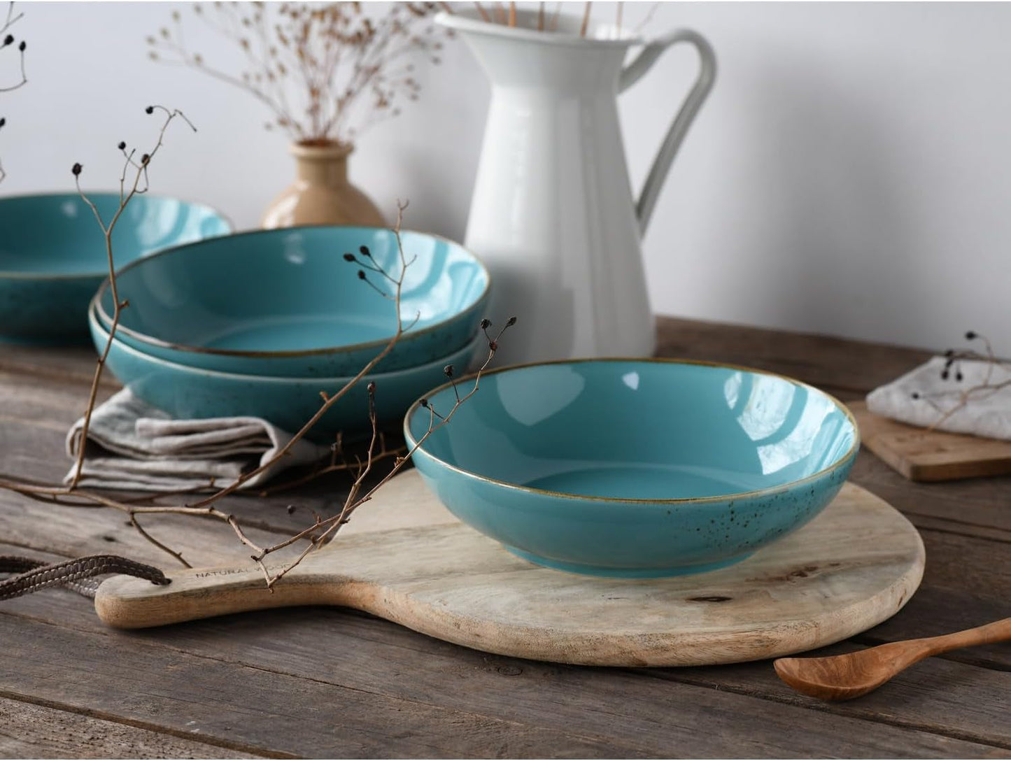 Creatable, 21683, Serie Nature Collection Water, 4-teiliges Geschirrset for 4 Personen, Poke Bowl fra Steinzeug, spülmaschinen- og mikrowellengeeignet, Qualitätsproduktion