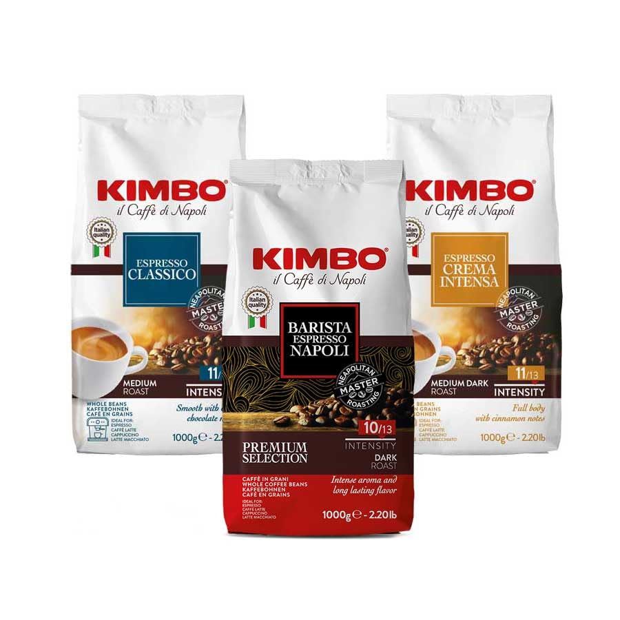 Prøvesæt til kaffebønner: Classico, Espresso Napoli og Crema Intensa 1 kg x 3