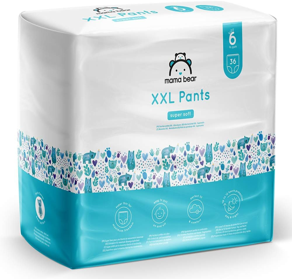 Amazon-mærke: Mama Bear Pull-Up XXL bleer, størrelse 6 (18-30 kg), 72 stykker (2 pakker af 36)