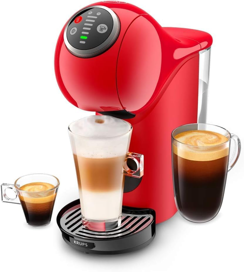 NESCAFÉ DOLCE GUSTO Krups KP3405 Genio S Plus kapselmaskine | Espresso Boost, 15 bar pumpetryk | 0,8 L Vandtank | 1500 Watt | Farve rød med Latte Macchiato