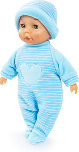 Bayer Design 92802AU My First Baby 28 cm, babydukke, blød kropsdukke med sovende øjne, meget praktisk, sødt outfit, blå med hjerte