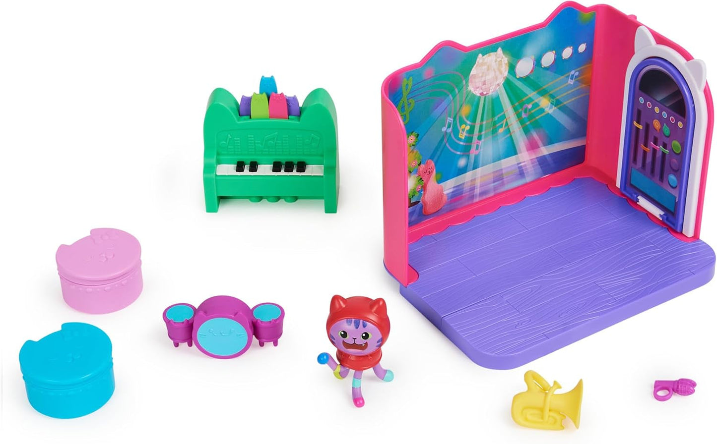 Gabby's Dollhouse Deluxe Room, Groovy Music Room og Deluxe Room, Elegant Pampering Bath, Sea Kitten Bath