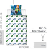 Minecraft Sengetøj Kinderbettwäsche Jugendbettwäsche 135X200 · Unterwasserwelt · Wende Motiv · Kissenbezug 80X80 + Bettbezug 135X200 Cm · 100% Baumwolle · Deutsche Größe Naty Shop