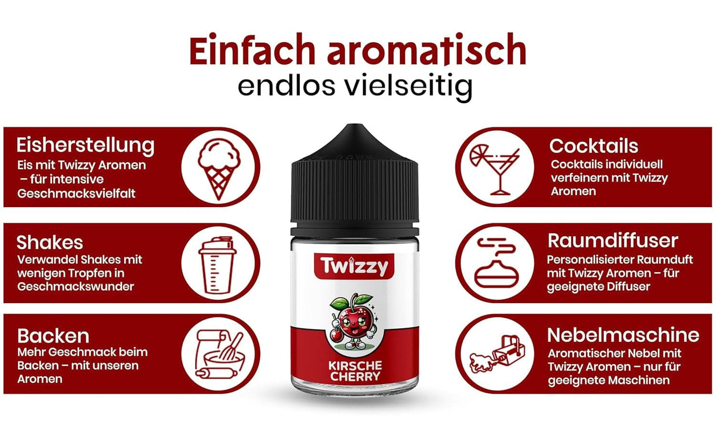 Twizzy Cherry mad smag - 60 ml - Intens smag - Ideel til bagning Aromas Naty Shop