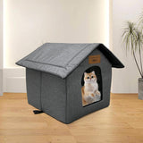 Katzenhaus Für Draußen Winterfest Wasserdicht Wetterfester Katzenhöhle Haustierhaus mit Plüschkissen Varm Hundehöhle Waschbar Hundehaus Tierheim Für Streuner Haustiere 40x35x40