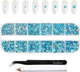 Beadsland 2500 stk Glas Nailart Strasssteine ​​​​Kristall Flatback Edelsteine ​​​​Runde, ​​Für Handwerk Gemischt 8 Größen SS4 ~ SS30 Mit Picking Pinzette Und Stift (Kristall Weiss)
