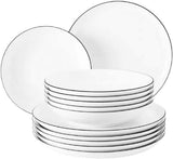 Seltmann Weiden - Lido Black Line - 36-delt servicesæt - porcelæn (inklusive 6 kaffekrus)