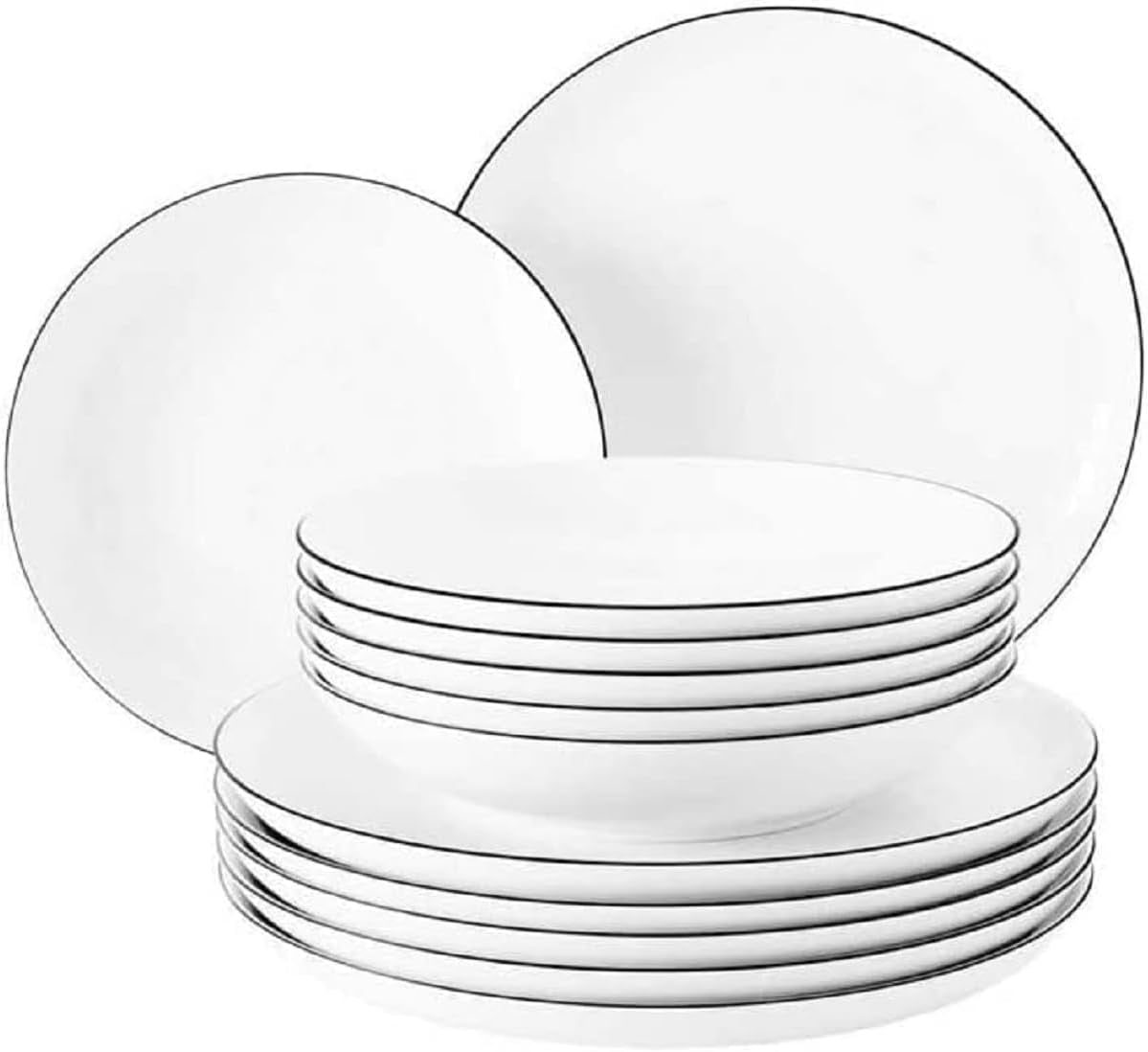 Seltmann Weiden - Lido Black Line - 36-delt servicesæt - porcelæn (inklusive 6 kaffekrus)