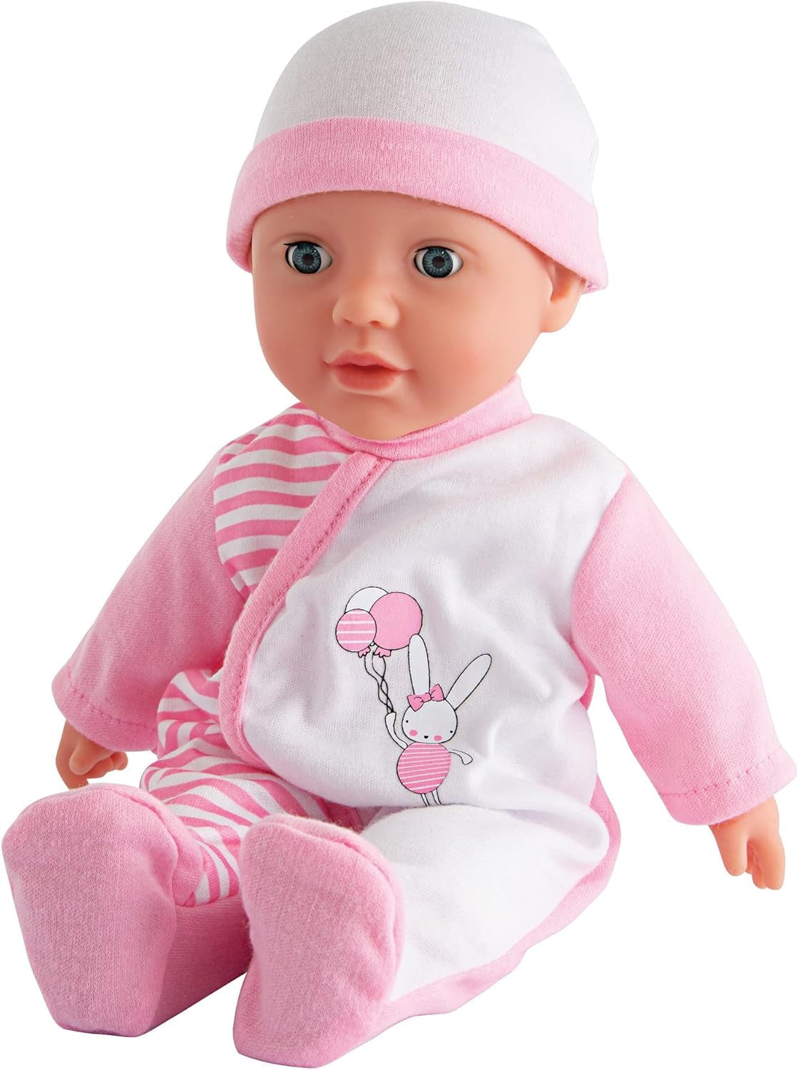 Simba 105140020 - My Love Baby Talk Blød kropsdukke med søvnige øjne i sød kjole giver 24 babylyde 30 cm babydukke fra 2 år Hvid Pink Naty Shop Dukker