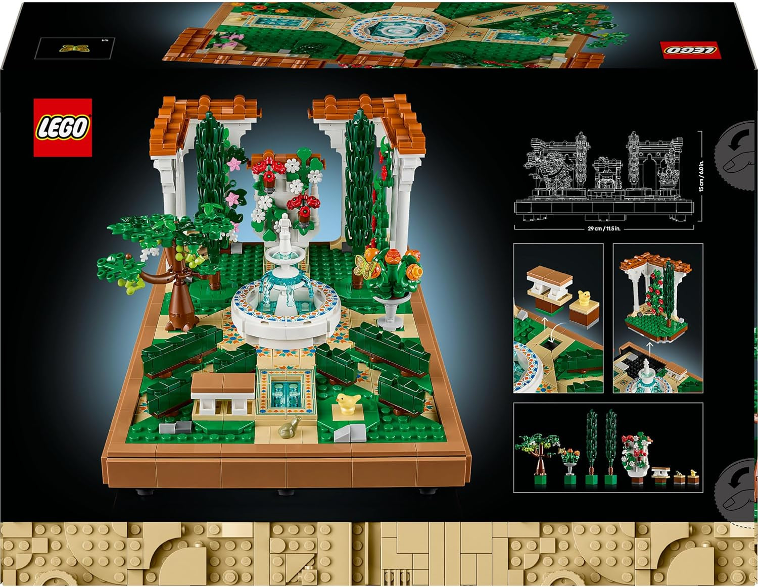 LEGO Icons Fountain Garden - Miniature byggesæt til voksne med blade, cypresser, træer, vinstokke, blomster - Kreativ fødselsdagsgave idé, housewarming gave til kvinder, mænd - 10359 Byggesæt Beuche den LEGO-Store