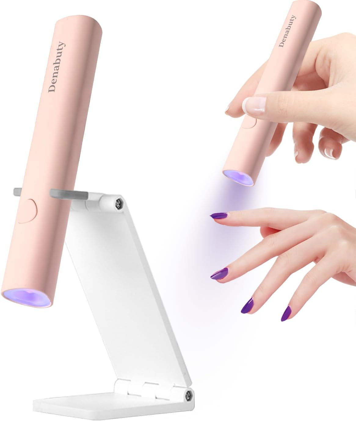 Denabuty UV-lampe til Gel-neglelak, Mini UV LED-lampe til negleudskiftning med stativ Tragbare Lille UV-neglelampe til Gel-neglelak, til Aushärten Von Nagelkleber & Negletips Hvid