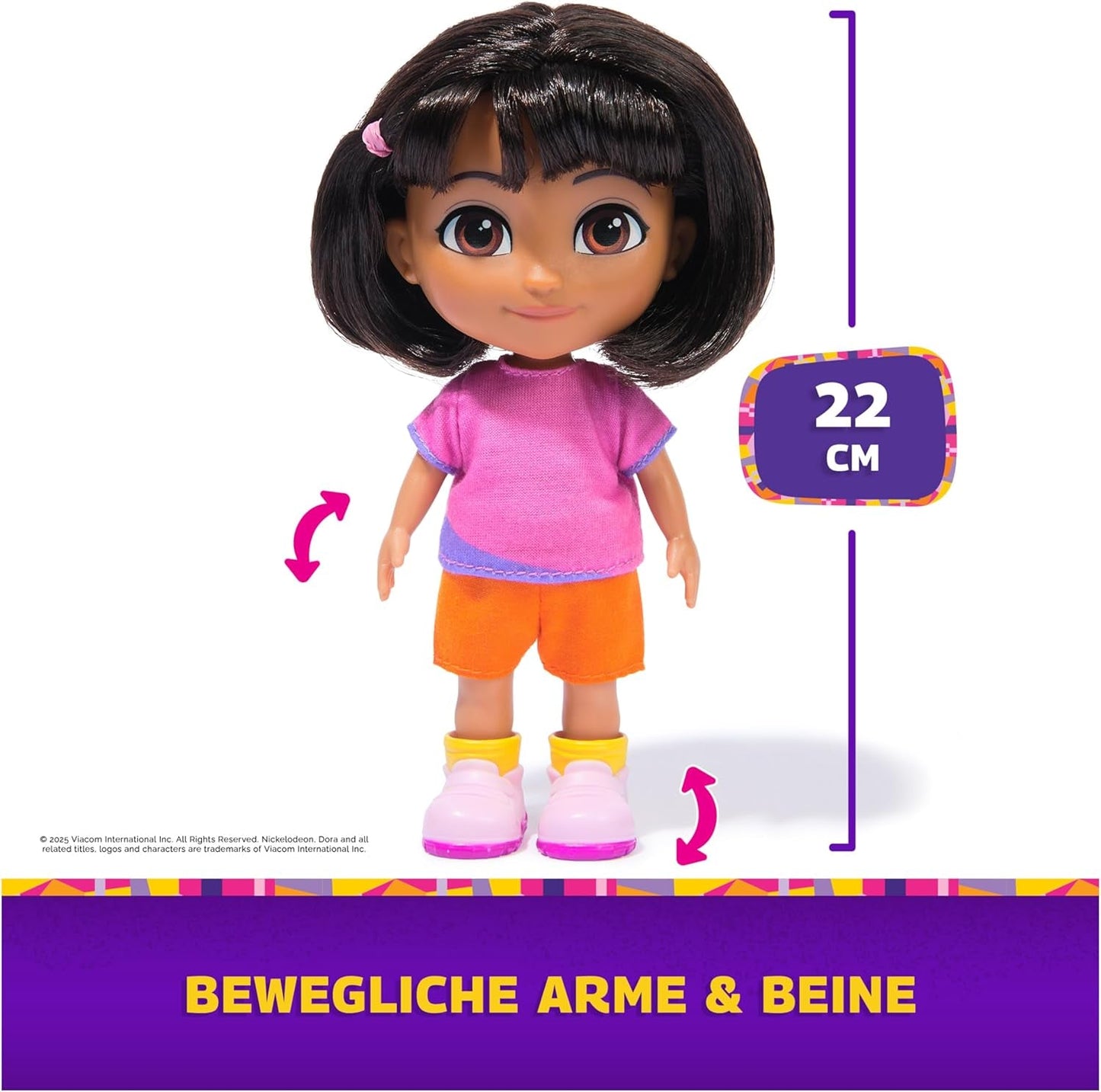 DORA - Best Friend Doll - Størrelse 22cm, med kambart hår, taske og abestøvler, kendt fra den populære tv-serie, til børn fra 3 år og opefter