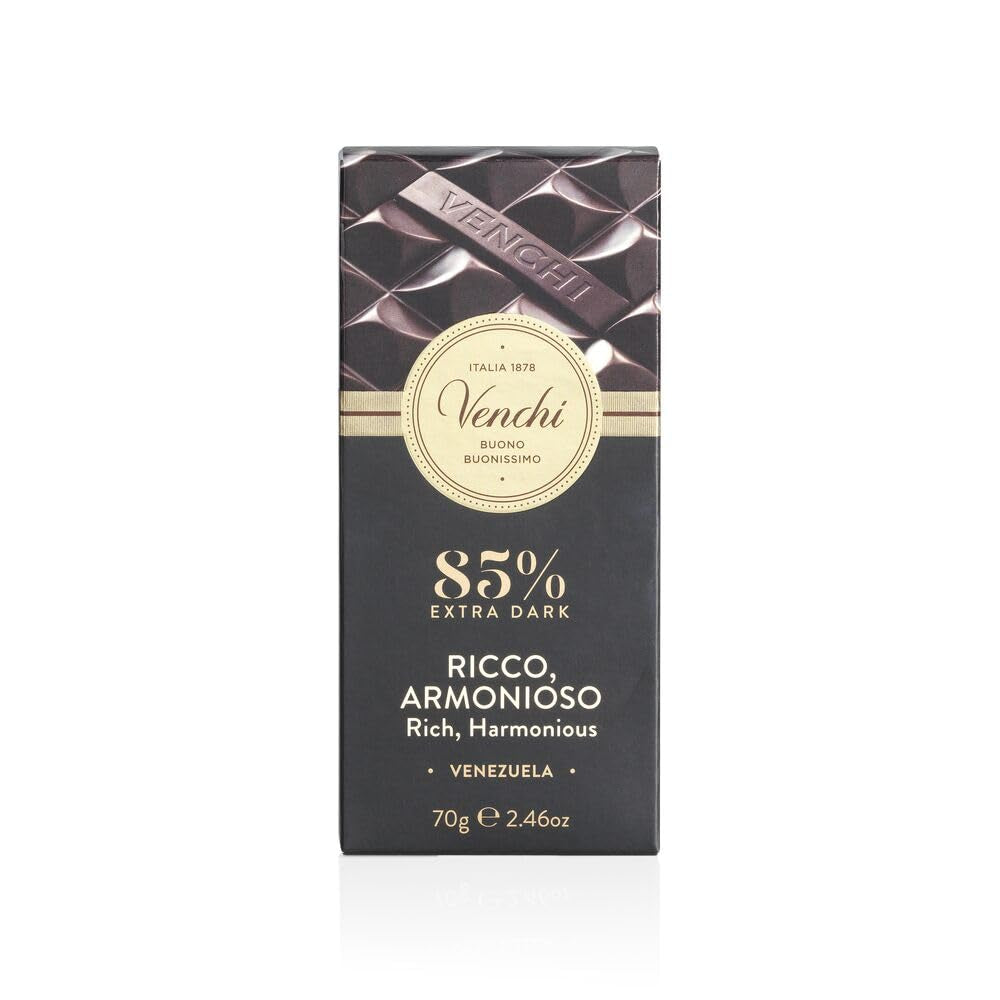 Venchi - Chokoladebar 85%, 70g - Med sprøde ristede kakaobønner - Glutenfri - Vegansk