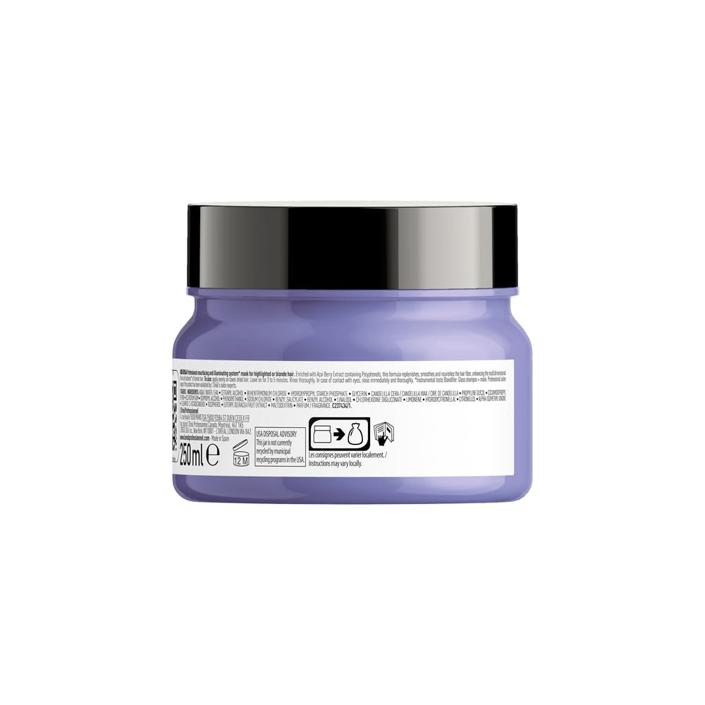 L'Oréal Professionnel | Nærende maske til blondt og bleget hår, Açai frugtekstrakt, Serie Expert, blond maske Naty Shop hårmaske