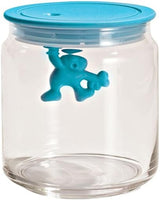 Alessi "Gianni" køkkenkrukke i glas med forseglet låg, termoplastisk harpiks, sort, 27,5 x 13,5 x 28 cm Madopbevaringsbokse Naty Shop Lyseblå 10,2 X 10,2 X 12 Cm