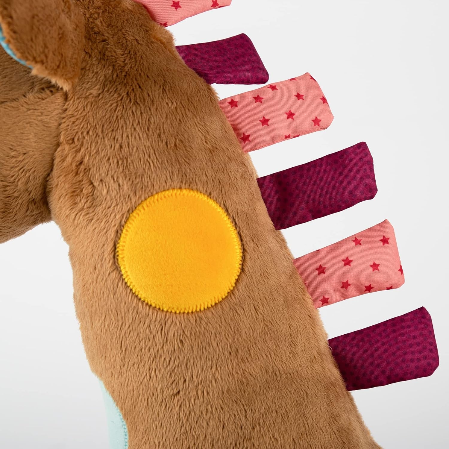 SIGIKID 42863 Giraffe XXL babylegetøj, PlayQ pædagogisk legetøj, plyslegetøj med bidering, rangle, spejl, knirkende, til babyer og børn fra 3 måneder, multifarvet/giraf 72 cm legetøj Bebe Naty Shop