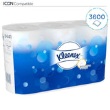 Kleenex standardrulle 8441 toiletpapir - 2-lags toiletpapir - 6 pakker med 6 ruller x 600 ark hver, hvid (36 ruller/21.600 ark i alt)