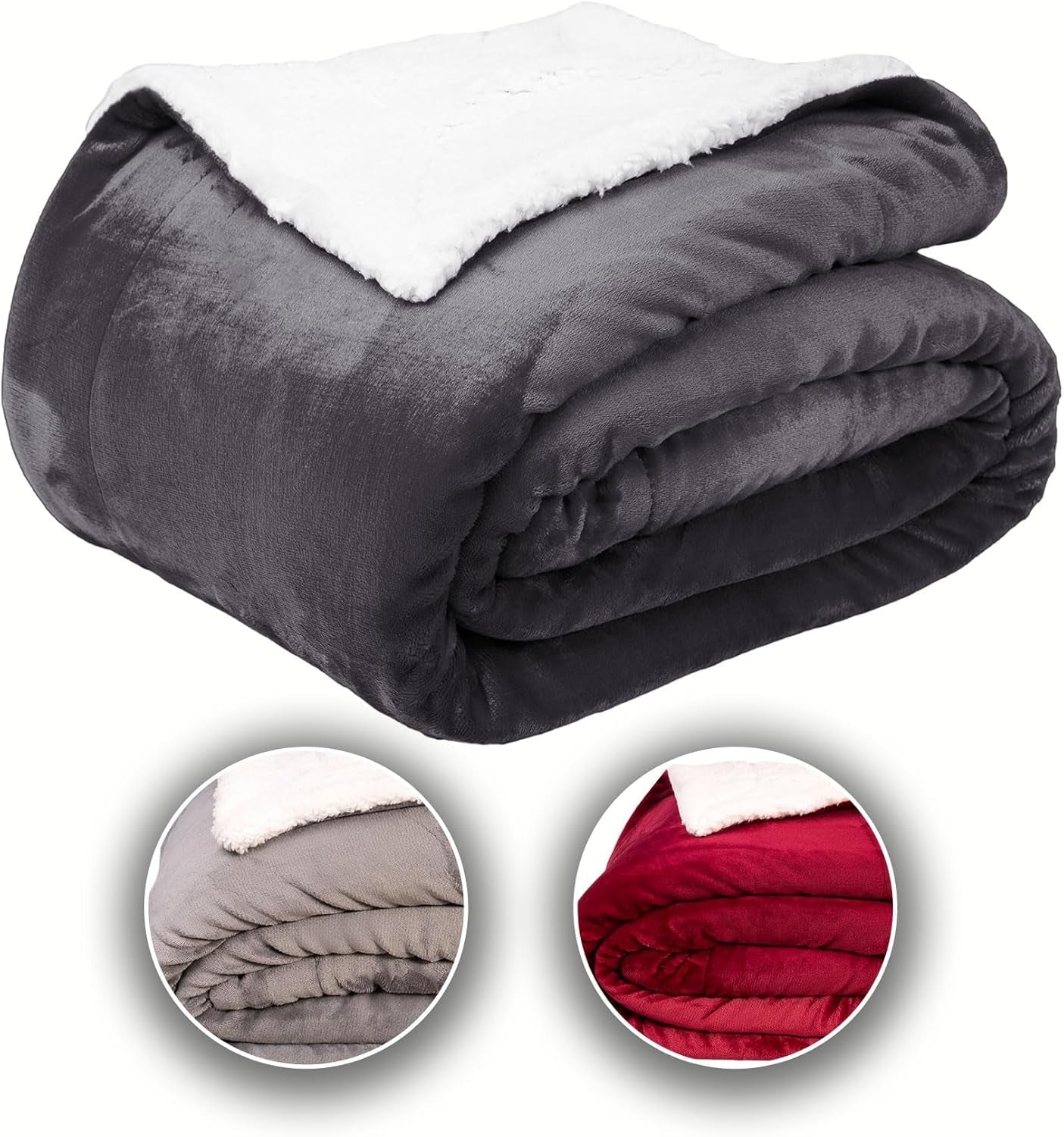 Komfortec behageligt tæppe 150X200 Cm, Oeko-Tex certificeret fluffy fleece tæppe, varmt sherpa tæppe til sofaen, tykt tæppe til sofaen, bordeaux senge og tæpper Besuche den Komfortec-Store Antracite 150 X 200 Cm