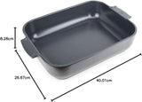 Peugeot Appolia Rechteckige Auflaufform Mit Griffen, Keramik, Schiefer / Grau, 8,3X40,5X27,2 Cm, Fassungsvermögen: Ca. 4 L, 60022 Forme og bakker til bagning Naty Shop