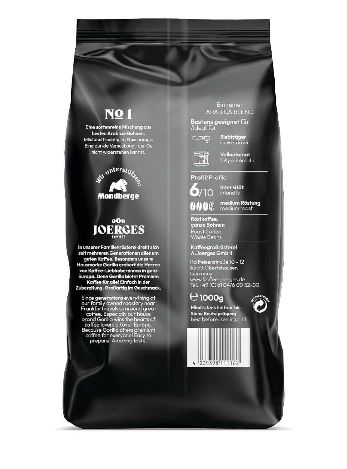 Joerges dark_roast, Espresso Creme nr. 1,1 kg