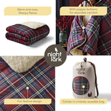 Night Lark Hyggeligt Sherpa Fleece tæppe, Klassisk Rød Tartan, 9 Tog, Luksuriøs, Fluffy, Tykk Og Vendbar, Perfekt Til Sofa, Seng, Sofa, Sofa. Hypoallergen, kan maskinvaskes, Størrelse: Night Lark Senge og dyner