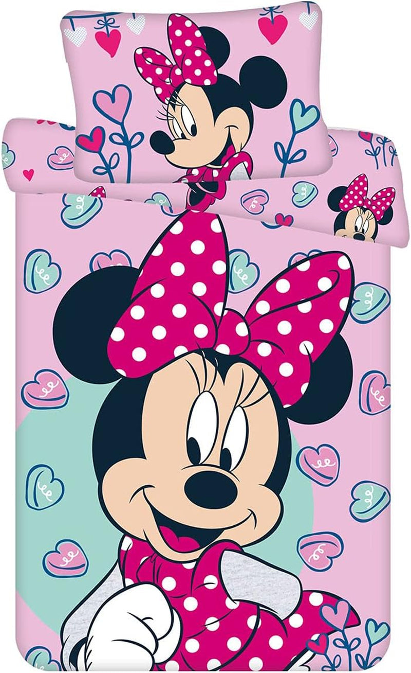 Disney Sengetøj, Minnie Mouse Pink Baby, 100 % bomuld med lynlås sengetøj - Children Naty Shop Standardtitel