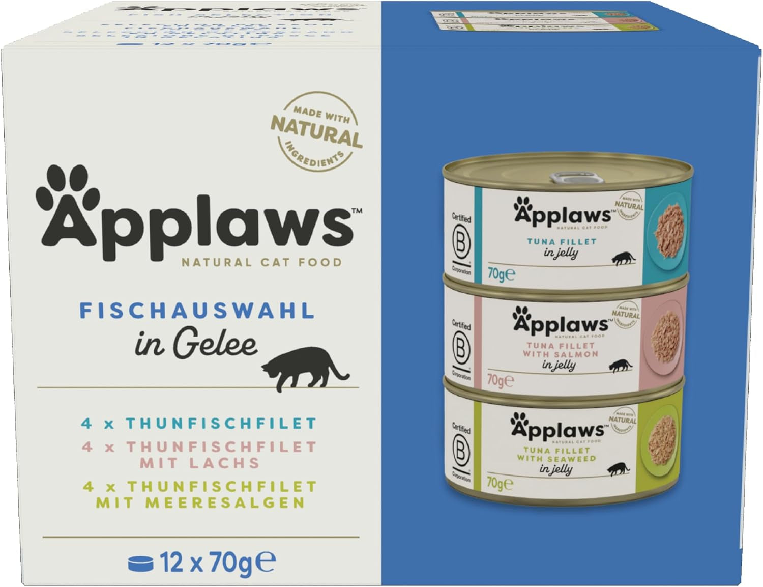 Applaws Natural Wet Cat Food Jelly Fish Selection (pakke med 12 x 70 g)