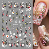 Plum Flower Nail Stickers, White Pink Flower Nail Stickers, Prægede Flower Nail Stickers, Spring Summer Flower Nail Stickers, Negle Designs, Negle Accessories, Nail Art